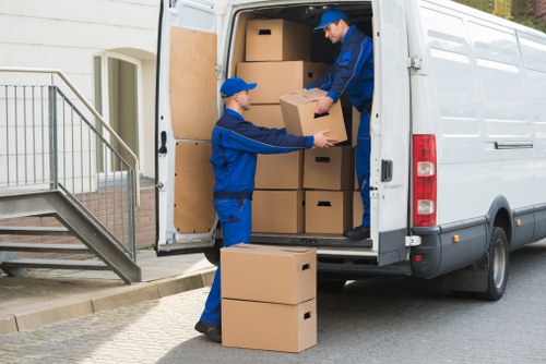 Packed moving boxes prepared for transport in Seven Kings